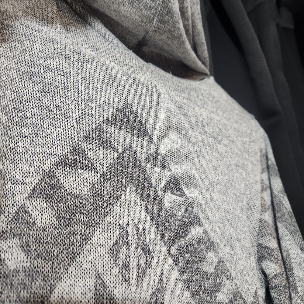 I'm In Love With Derek Aztec Open Front Hooded Cardigan Small Gray - Picture 8 of 16